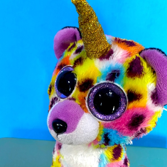 BEANIE BOOS SILK 2019 COLLECTIBLE GISELLE RAINBOW UNICORN SPARKLY PURPLE EYES - Picture 2 of 12